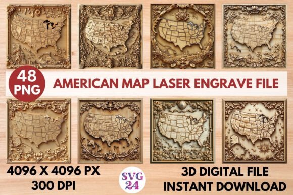 American Map Laser Engrave File: Create Stunning 3D Designs