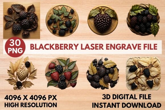 Blackberry Laser Engrave File: Stunning 3D PNG Designs