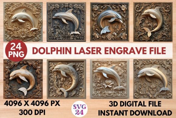 Dolphin Laser Engrave File: 3D Art for Creative Projects