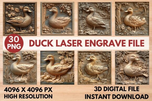 Duck Laser Engrave File: High-Resolution PNG for Laser Cutting