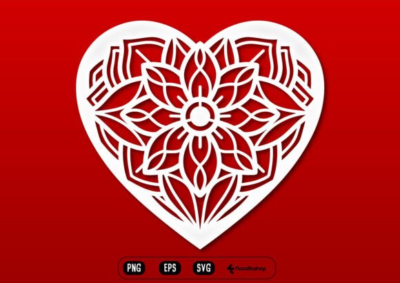 Elegant Floral Heart Valentine SVG: Intricate Mandala Design