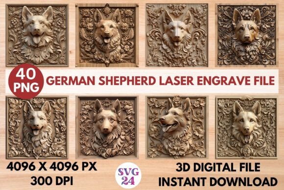 German Shepherd Laser Engrave File for Unique Designs