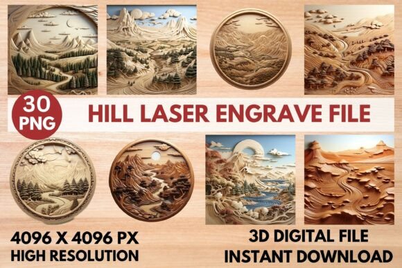 Hill Laser Engrave File: 3D PNG for Stunning Projects