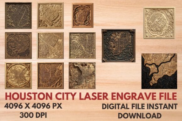 Houston City Laser Engrave File: Stunning 3D Designs