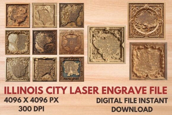 Illinois City Laser Engrave File: 3D Ready Designs