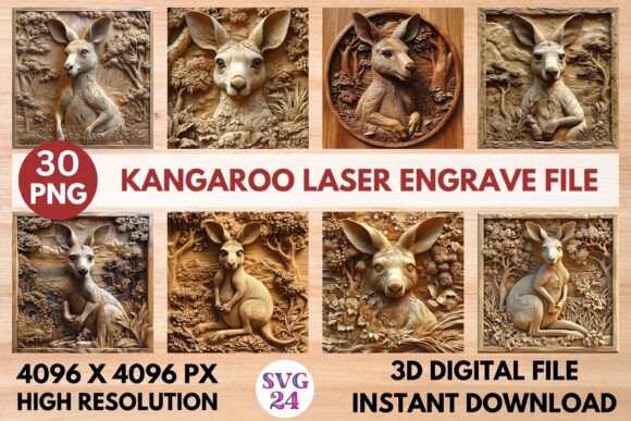 Kangaroo Laser Engrave File: A Premium 3D PNG for Creators