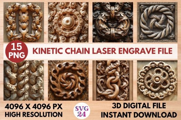 Kinetic Chain Laser Engrave File: Premium 3D Design