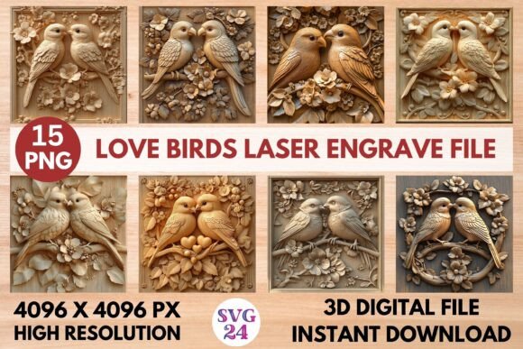 Love Birds Laser Engrave File: Your 3D Design Solution