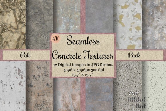 Seamless Pale Concrete Textures, 4K Design Assets