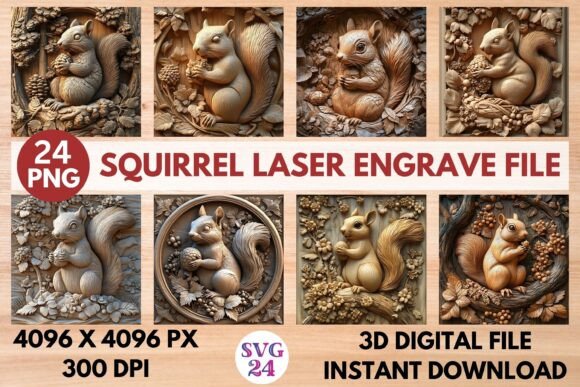 Squirrel Laser Engrave File: Stunning 3D Designs for Every Project