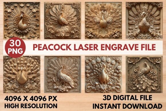 Stunning Peacock Laser Engrave File for Creative Projects